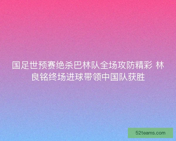 国足世预赛绝杀巴林队全场攻防精彩 林良铭终场进球带领中国队获胜