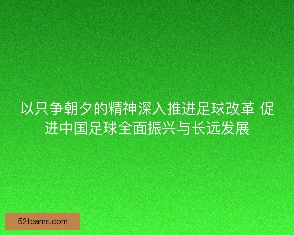 以只争朝夕的精神深入推进足球改革 促进中国足球全面振兴与长远发展